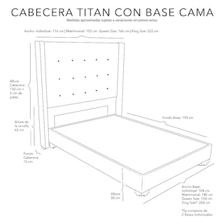 Foto 5 | Foto 5 | Cabecera Dicasa Titan más Base Cama Negra King Size