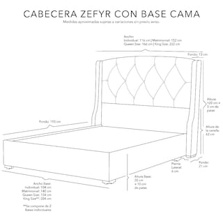 Foto 4 | Foto 4 | Cabecera Dicasa Zefyr + Base Cama Plata Individual