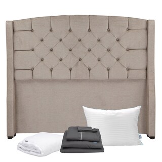 Foto 1 | Foto 1 | Cabecera Dicasa Sitka Color Arena + Almohada Royal + Protector Cloud + Sabanas Royal Matrimonial