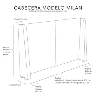 Foto 6 | Foto 6 | Cabecera Dicasa Milan Queen Size Gris