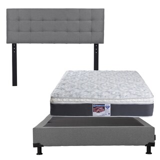 Foto 1 | Foto 1 | Cabecera Catania Dicasa Color Gris + Box Dicasa Color Gris + Colchón Spring Air Marte Matrimonial