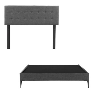 Foto 1 | Foto 1 | Cabecera Bilbao Dicasa Color Gris Oscuro + Base Cama Slim Dicasa Color Gris Oscuro Matrimonial
