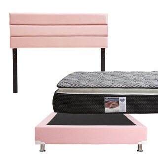 Foto 1 | Foto 1 | Cabecera Logan Dicasa Color Pink + Box Dicasa Color Pink + Colchón Spring Air Omega Matrimonial
