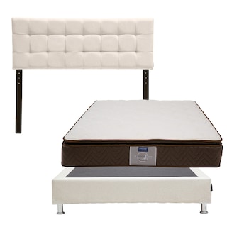 Foto 1 | Foto 1 | Cabecera Catania Dicasa Color Beige Claro + Box Dicasa Color Beige Claro + Colchón Restonic Nautilus Matrimonial