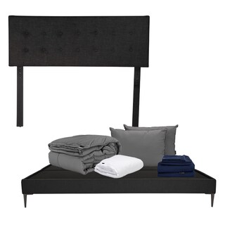 Foto 1 | Foto 1 | Cabecera Bilbao Dicasa Negro + Base Slim King Size + Almohada 2pack + Protector Cloud + Sábanas Softy + Edredón Homy