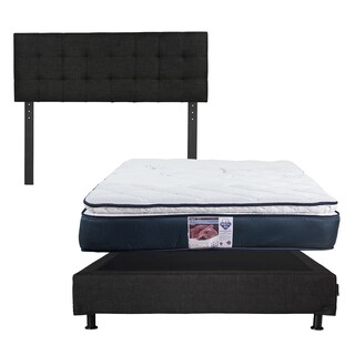 Foto 1 | Foto 1 | Cabecera Catania Dicasa Color Negro + Box Dicasa Color Negro + Colchón Spring Air Monaco Matrimonial