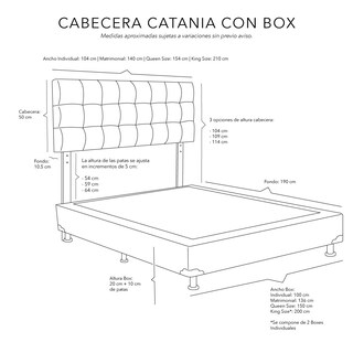 Foto 6 | Foto 6 | Cabecera Catania Dicasa Color Negro + Box Dicasa Color Negro + Colchón Spring Air Monaco Matrimonial