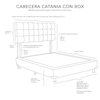 Foto 7 | Foto 7 | Cabecera Catania Dicasa Color Negro + Box Dicasa Color Negro + Colchón Spring Air Monaco Matrimonial