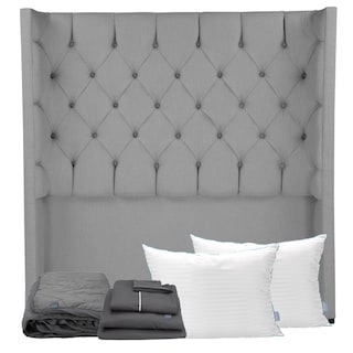 Foto 1 | Foto 1 | Cabecera Tartuk Gris King Size + Almohada Royal Twin + Protector Lux + Sabanas Royal