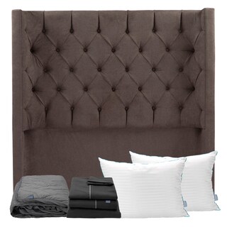 Foto 1 | Foto 1 | Cabecera Tartuk Chocolate King Size + Almohada Royal Twin + Protector Lux + Sabanas Royal