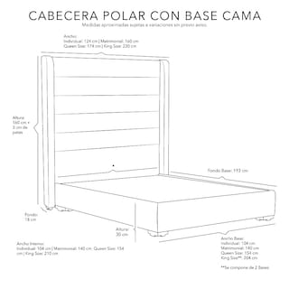 Foto 3 | Foto 3 | Cabecera Dicasa Polar Base Color Azul Individual + Base Cama