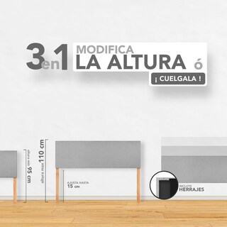Foto 4 | Foto 5 | Cabecera Matrimonial Raya Lateral Gris 3 En 1 Moderna