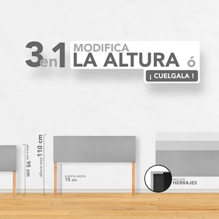 Foto 3 | Foto 5 | Cabecera Matrimonial Raya Vertical Azul 3 En 1 Moderna