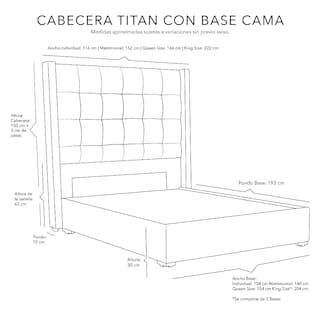 Foto 7 | Foto 7 | Cabecera Dicasa Titan Color Beige Claro King Size + Base Cama Dicasa Color Beige Claro King Size
