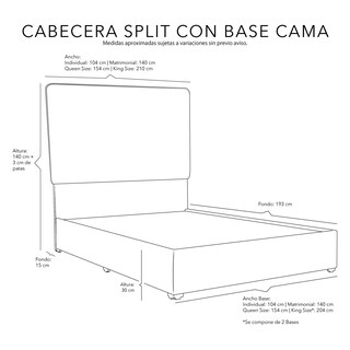 Foto 7 | Foto 7 | Cabecera Dicasa Split Color Gris Oscuro Queen Size + Base Cama Dicasa Color Gris Oscuro Queen Size