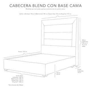 Foto 6 | Foto 7 | Cabecera Dicasa Blend Color Gris Individual + Base Cama Dicasa Color Gris Individual