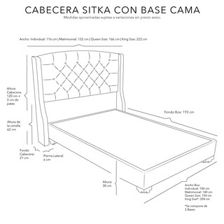 Foto 7 | Foto 7 | Cabecera Dicasa Sitka Color Beige Claro Queen Size + Base Cama Dicasa Color Beige Claro Queen Size