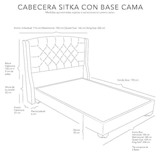 Foto 7 | Foto 7 | Cabecera Dicasa Sitka Color Beige Claro Matrimonial + Base Cama Dicasa Color Beige Claro Matrimonial