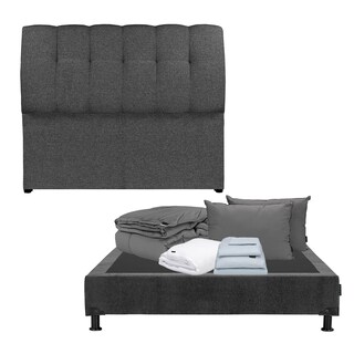 Foto 1 | Foto 1 | Cabecera Dicasa Nube Box Color Gris Carbon Individual+box+almohada 2pack+protector Cloud+sabanas Softy+edredon Homy