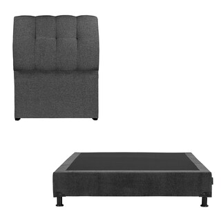 Foto 2 | Foto 2 | Cabecera Dicasa Nube Box Color Gris Carbon Individual+box+almohada 2pack+protector Cloud+sabanas Softy+edredon Homy
