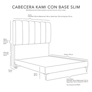 Foto 4 | Foto 4 | Cabecera Dicasa Kami Slim Pink Queen Size + Base Cama Slim