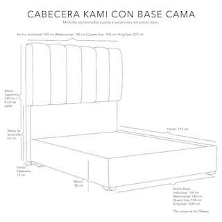 Foto 7 | Foto 7 | Cabecera Dicasa Kami Color Gris Individual + Base Cama Dicasa Color Gris Individual