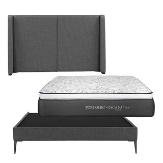 Foto 1 | Foto 1 | Cabecera Dicasa Milan Color Gris Oscuro Matrimonial + Base Cama Slim Dicasa Color Gris Oscuro + Colchón Restonic Trini
