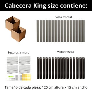 Foto 6 | Foto 6 | Cabecera King Size Modern Luxury De Terciopelo Negro Con Canales De 15 Cm