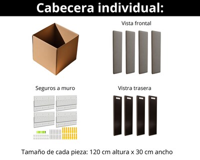 Foto 6 | Foto 6 | Cabecera Individual Modern Luxury De Terciopelo Gris Plata Con Canales De 30 Cm