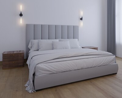 Foto 4 | Foto 4 | Cabecera King Size Modern Luxury De Terciopelo Gris Plata Con Canales De 30 Cm