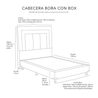 Foto 6 | Foto 6 | Cabecera Dicasa Bora Color Negro Matrimonial + Box Dicasa + Colchón Dicasa Trini