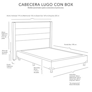 Foto 4 | Foto 4 | Cabecera Dicasa Lugo Color Gris Nickel Matrimonial + Box Dicasa