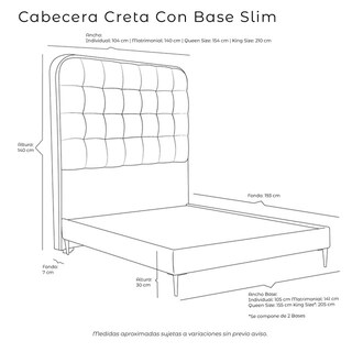Foto 5 | Foto 5 | Cabecera Rogga Creta + Base Cama Slim Color Pink King Size