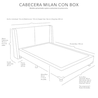 Foto 3 | Foto 3 | Cabecera con Box Dicasa King Size color Rojo