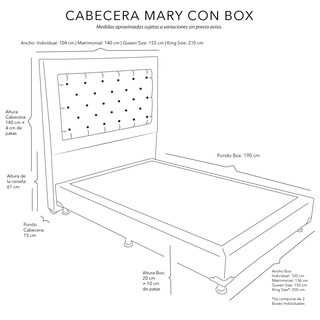 Foto 5 | Foto 5 | Cabecera Dicasa Mary Queen Size + Box Dicasa Dolum color Beige