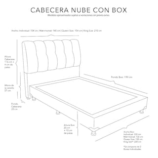 Foto 5 | Foto 5 | Cabecera Dicasa Nube + Box Dicasa Red color Rojo Queen Size