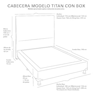 Foto 3 | Foto 3 | Cabecera Dicasa Titán color Beige King Size + Box Dolum King Size