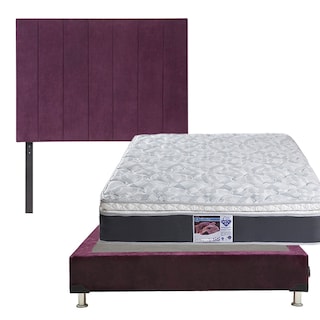 Foto 1 | Foto 1 | Cabecera Dicasa Argos color Morado + Box Dicasa color Morado + Colchón Spring Air Marte Matrimonial