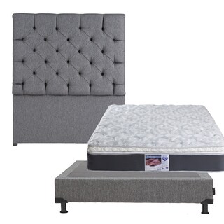 Foto 1 | Foto 1 | Cabecera Dicasa Capri color Gris + Box Dicasa Plomo color Gris + Colchón Spring Air Marte Matrimonial