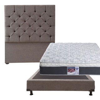 Foto 1 | Foto 1 | Cabecera Dicasa Capri Color Gris + Box Dicasa Bless  + Colchón Spring Air Marte Matrimonial