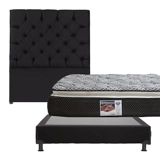 Foto 1 | Foto 1 | Cabecera Dicasa Capri color Negro + Box Dicasa Black color Negro + Colchón Spring Air Omega Matrimonial