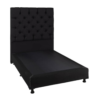 Foto 2 | Foto 2 | Cabecera Dicasa Capri color Negro más Box Dicasa Black color Negro más colchón Spring Air Marte Matrimonial