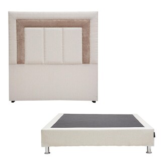 Foto 1 | Foto 1 | Cabecera Dicasa Bora color Beige con Franja Caqui + Box Dicasa Queen Size