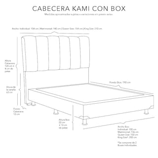 Foto 5 | Foto 5 | Cabecera Dicasa Kami color Rojo + Box Dicasa King Size