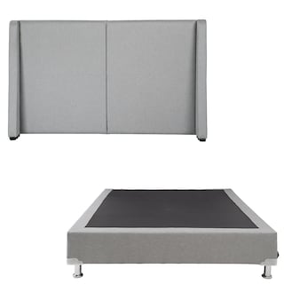 Foto 1 | Foto 1 | Cabecera Dicasa Milan color Gris más Box Dicasa Quantum color Gris Matrimonial