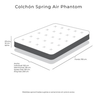 Foto 8 | Foto 8 | Colchón Spring Air Phantom King Size +almohada One+ Protector Ultra