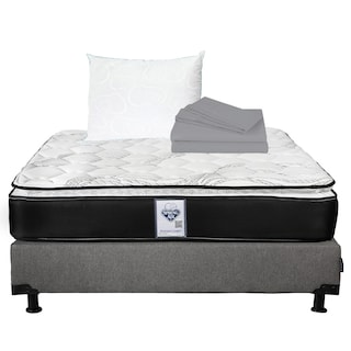 Foto 1 | Foto 1 | Colchón Spring Air Premier Matrimonial + Box Dicasa Color Gris + Almohada Oso + Sábanas