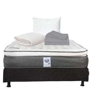 Foto 1 | Foto 1 | Colchón Spring Air Phantom Queen Size + Box Dicasa color Negro QS + Almohada Oso + Protector de Colchón + Sábanas