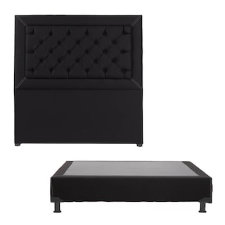 Foto 1 | Foto 1 | Cabecera Dicasa Mary color Negro + Box Dicasa Black + Colchón Spring Air Omega Matrimonial