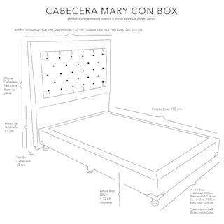 Foto 2 | Foto 2 | Cabecera Dicasa Mary color Negro + Box Dicasa Black + Colchón Spring Air Omega Matrimonial